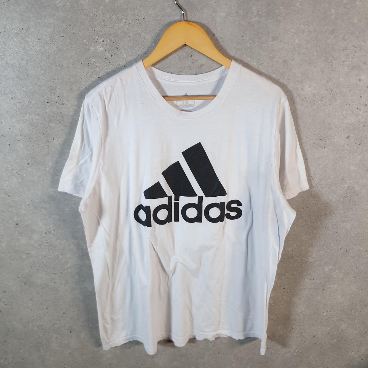 Vintage Adidas Amplifier Tee T Shirt Mens XL White Three Stripes Logo Athletic