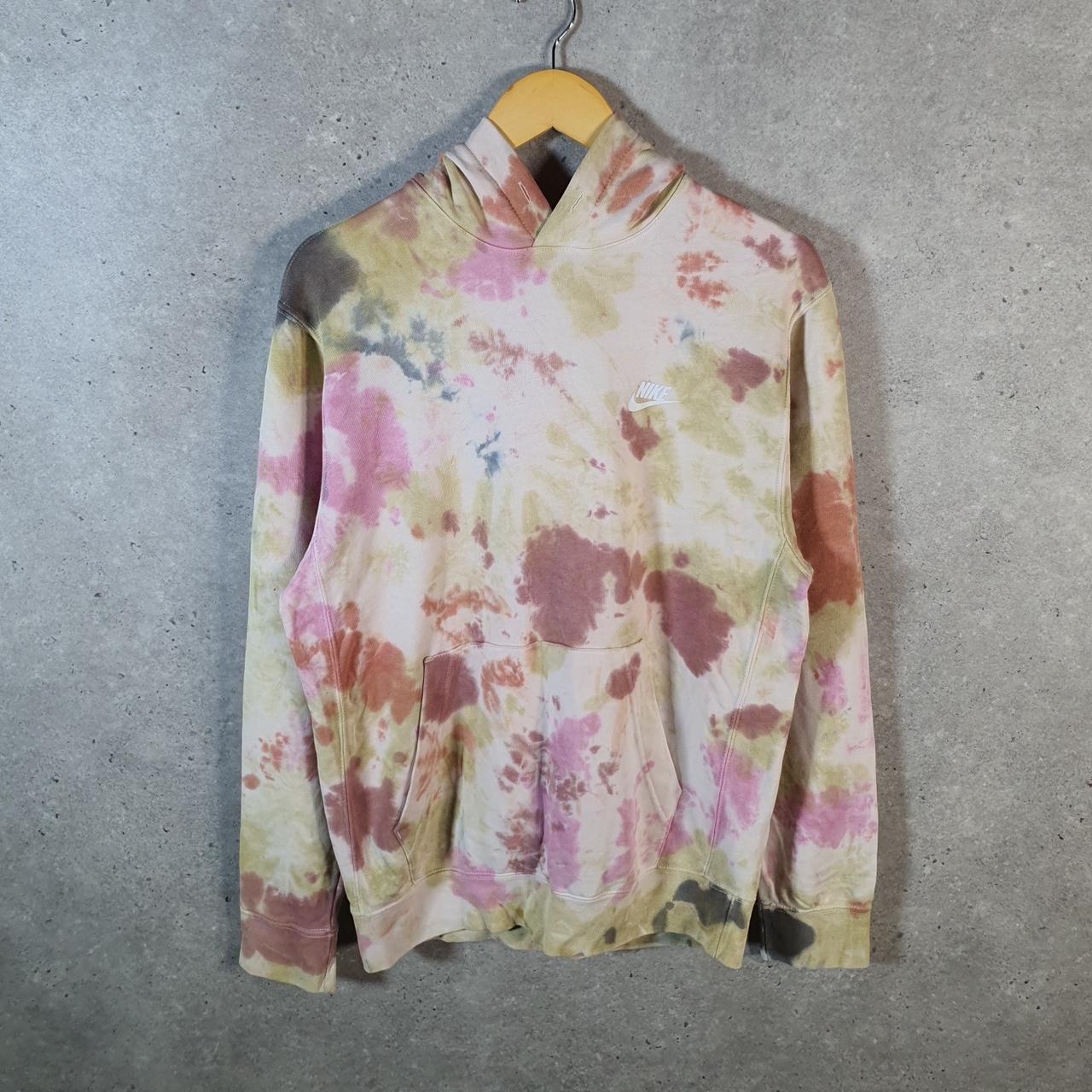 Vintage Nike Club Spellout Hoodie Men’s Small Tie Dye Swoosh Y2K Pullover