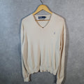 Vintage Ralph Lauren Polo Pima Cotton Sweatshirt Men’s Large Beige Pullover Pony C8859