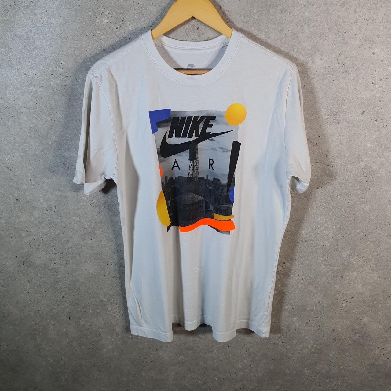 Vintage Nike Air Spellout T Shirt Shirt Men’s Medium White Swoosh Logo Athletic C9846