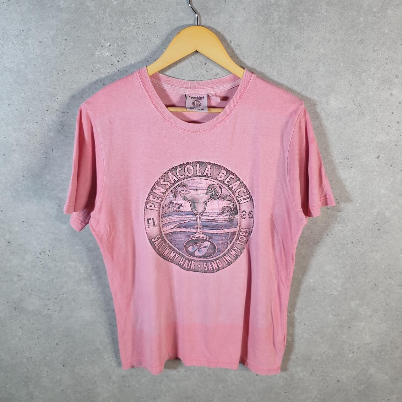 Vintage Alvin’s Island Pensacola Beach T Shirt Men’s Small Pink Casual Sports Logo Athletic