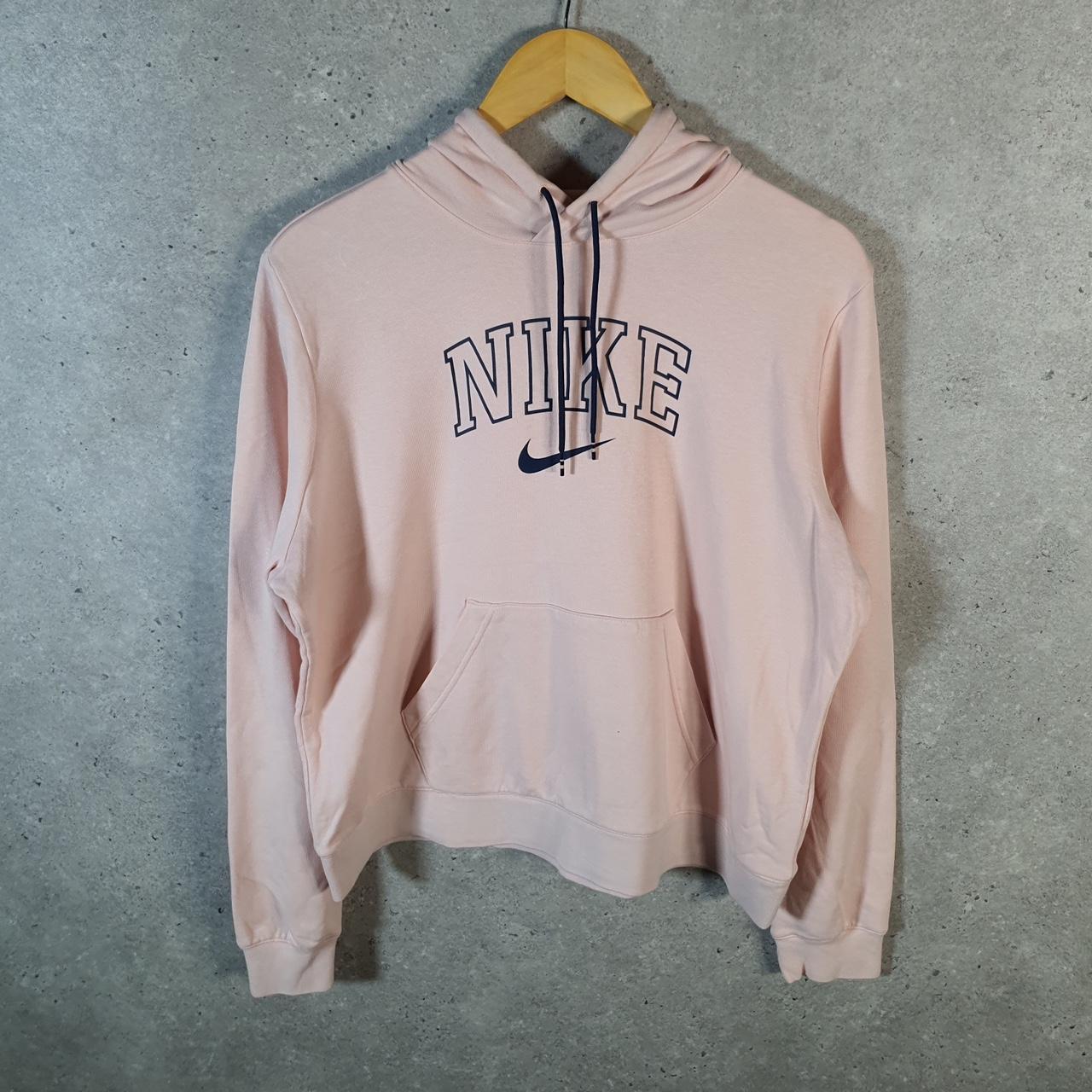 Vintage Nike Club Spellout Hoodie Womens XL Pink Swoosh Y2K Pullover