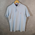Vintage Nautica Polo Shirt Men’s Medium Striped Blue Regular Fit Embroidered Logo