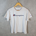Vintage Champion Spellout Logo T Shirt Mens Medium White USA Athletic