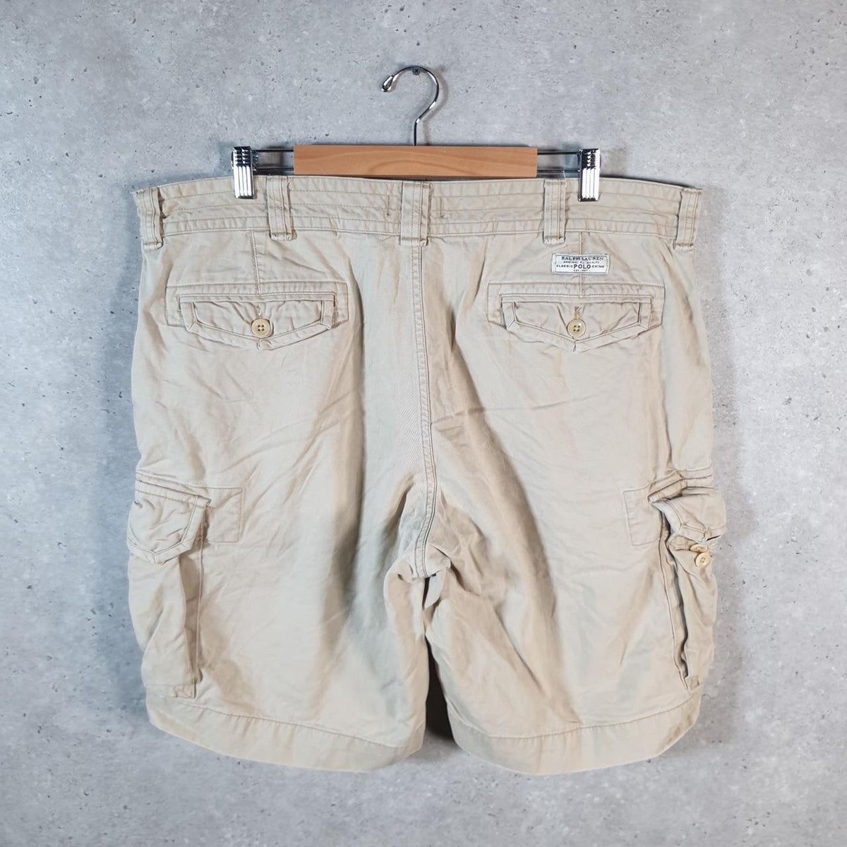 Vintage Ralph Lauren Polo Shorts Jorts Chino Cargo Men’s W42 Brown Baggy Cotton