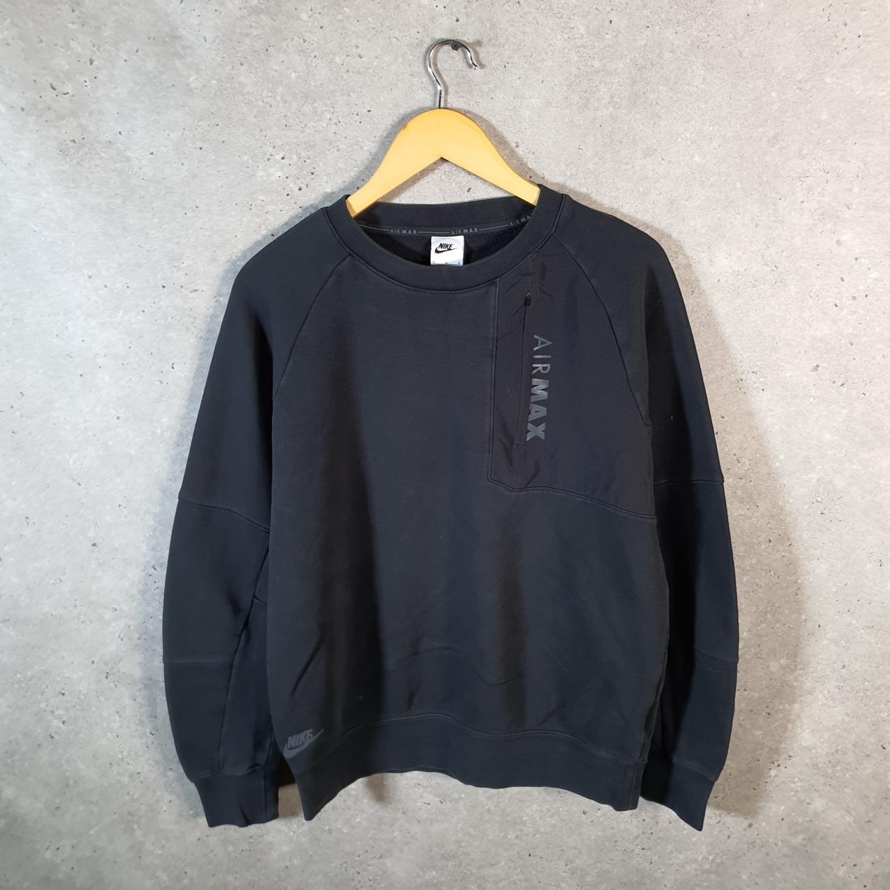 Vintage Nike Airmax Sweatshirt Men’s Medium Black Swoosh Y2K Pullover Logo
