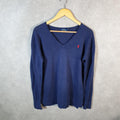 Vintage Ralph Lauren Polo Sweatshirt Men’s Large Navy Blue Cotton Pullover Pony