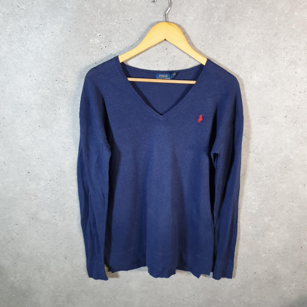Vintage Ralph Lauren Polo Sweatshirt Men’s Large Navy Blue Cotton Pullover Pony