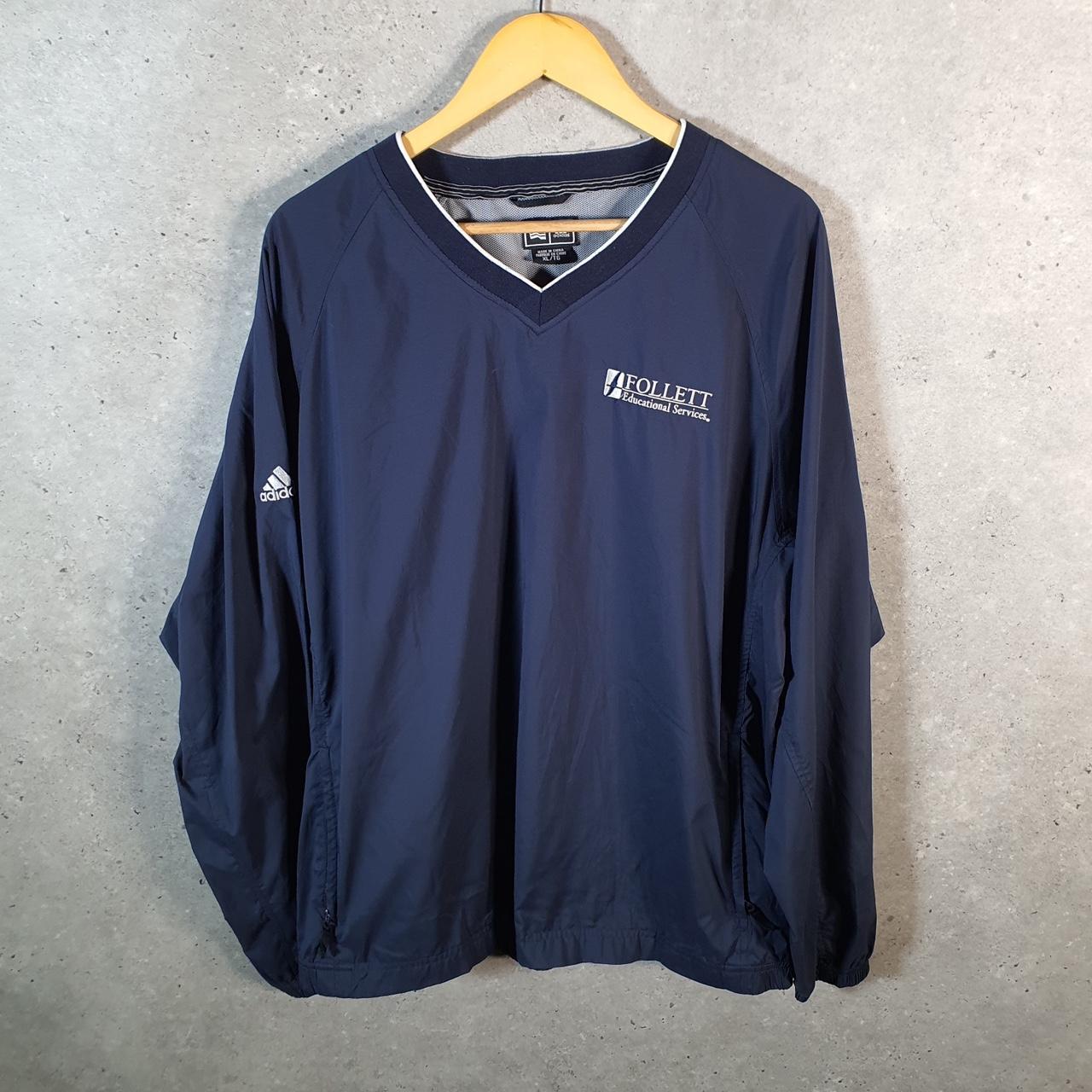 Vintage Adidas Golf Shell Track Jumper Jacket Mens XL Navy Blue Three Stripes Pullover