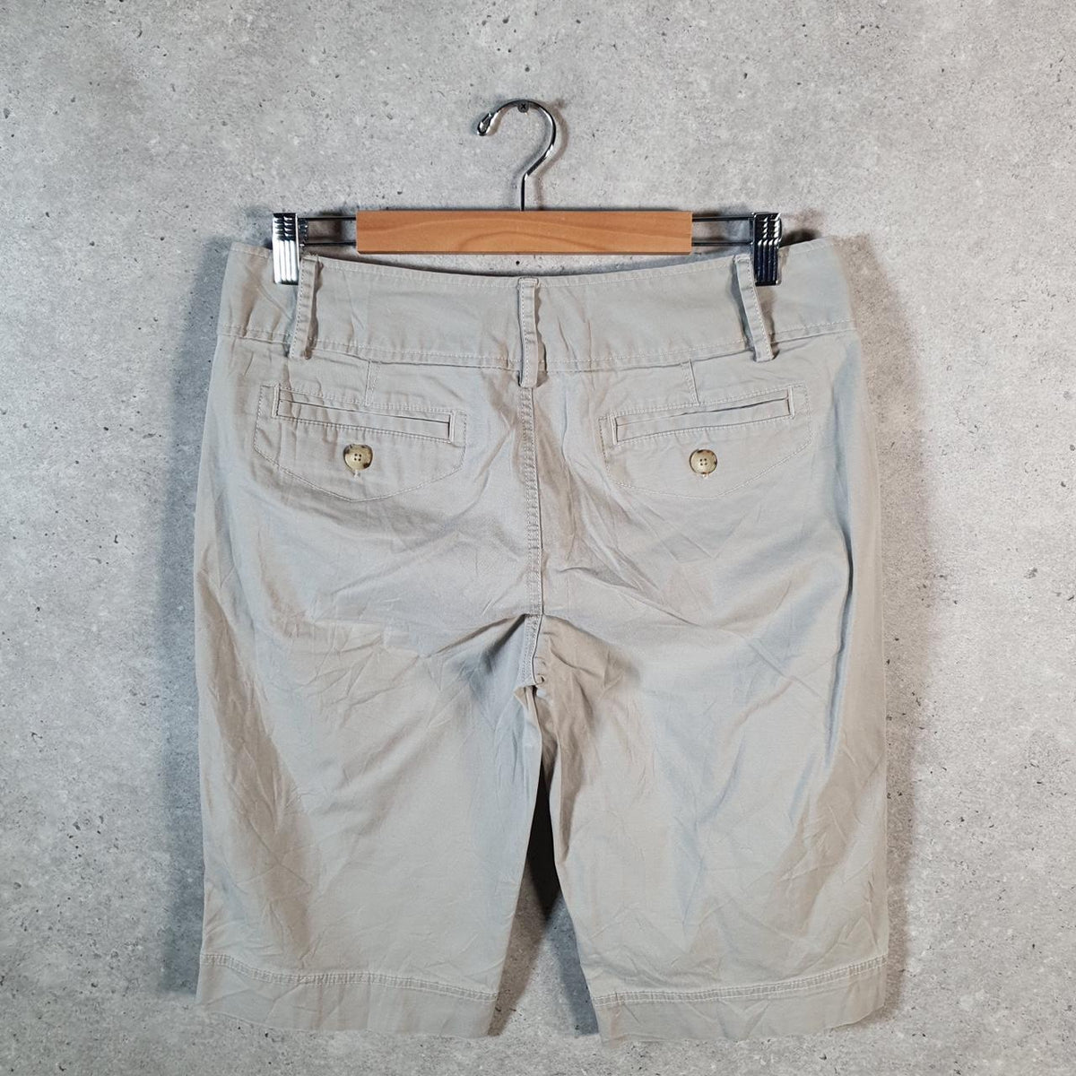 Vintage Eddie Bauer Chino Shorts Jorts Cargo Womens W34 Beige Baggy Cotton A4419