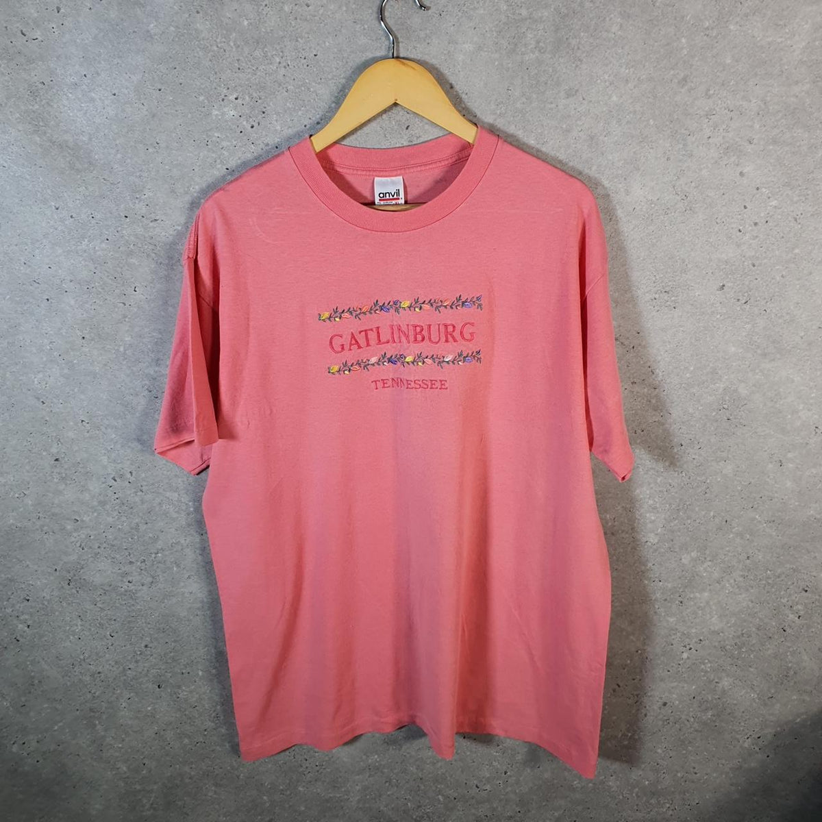 Vintage Anvil Gatlinburg Tennessee 90s USA Single Stitch T Shirt Men’s XL Pink