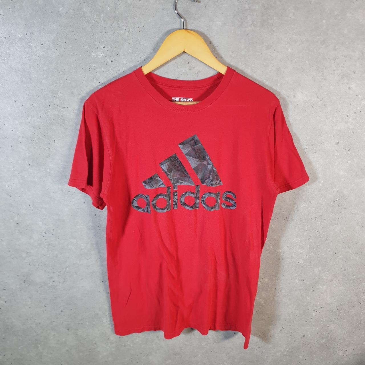 Vintage Adidas Go To Tee T Shirt Mens Medium Red Three Stripes Logo Athletic