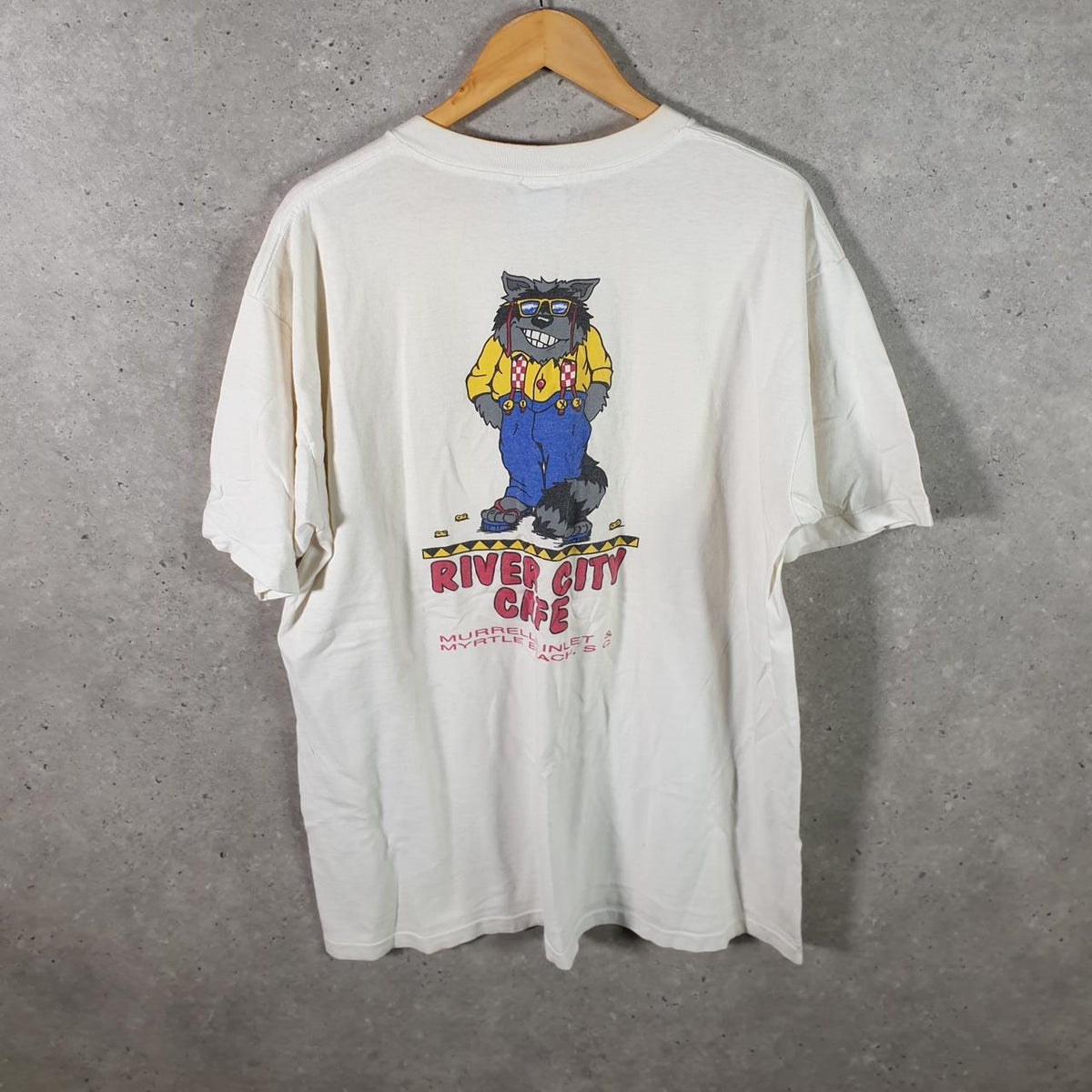 Vintage Native Sons River City Cafe Myrtle Beach 90s Single Stitch T Shirt Men’s XL White