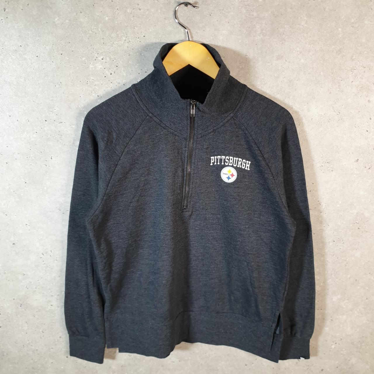 Vintage NFL Pittsburgh Steelers Sweatshirt 1/4 Zip Womens S Grey USA Pro Sport