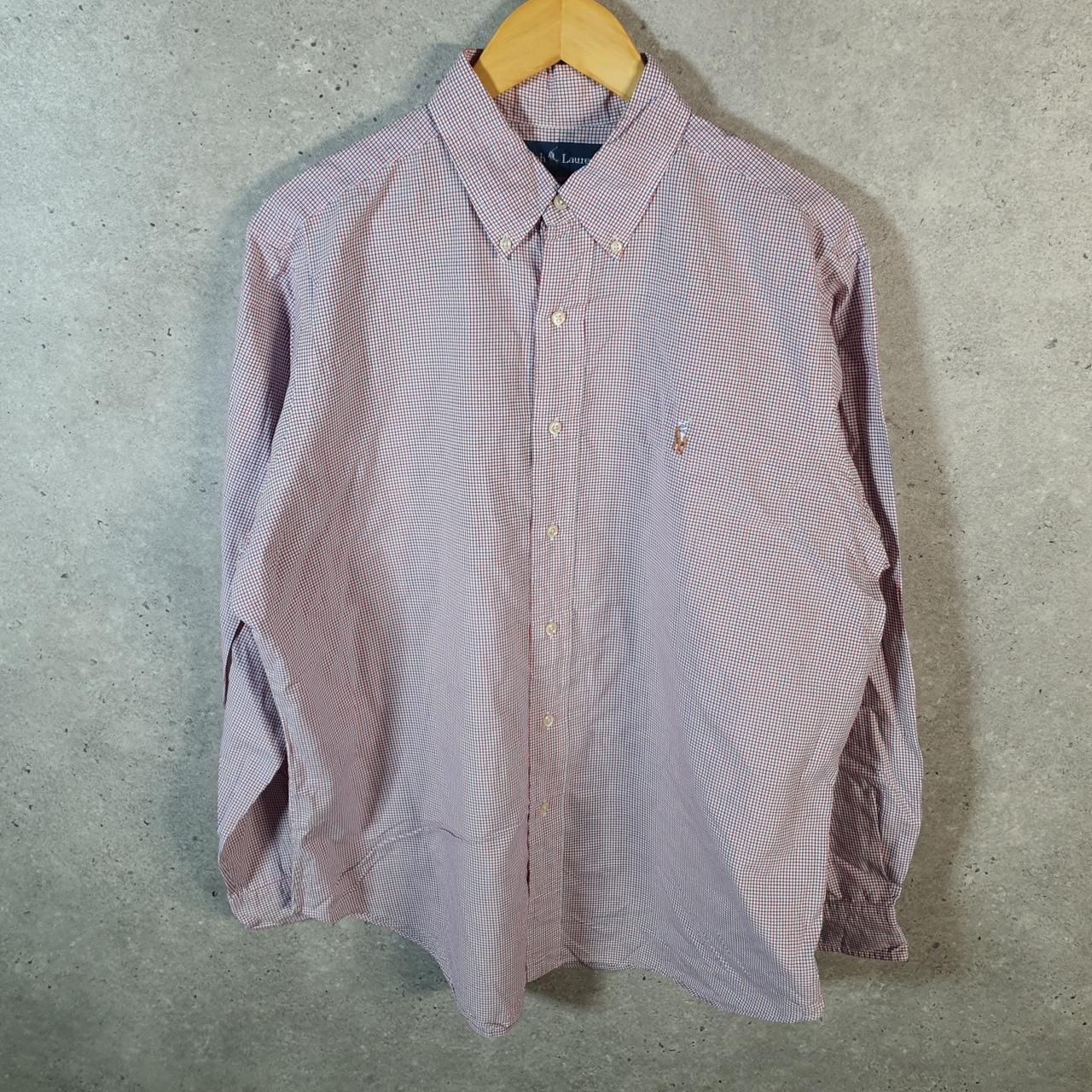 Vintage Ralph Lauren Button Down Shirt Men’s Large Checkered Classic Fit Pony Cotton