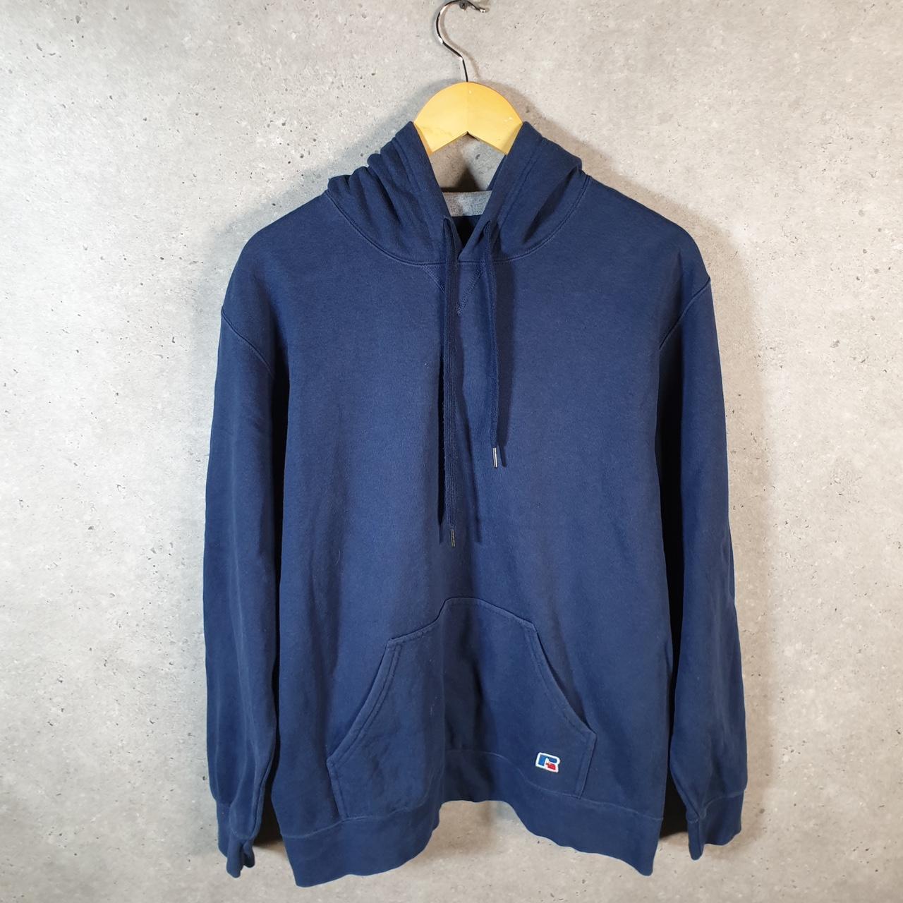 Vintage Russell Athletic Blank Hoodie Men’s Large Navy Full Zip Baggy