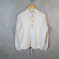 Vintage Ralph Lauren Polo Knit Sweater Womens Large Cream Striped 1/4 Button Cotton Pullover