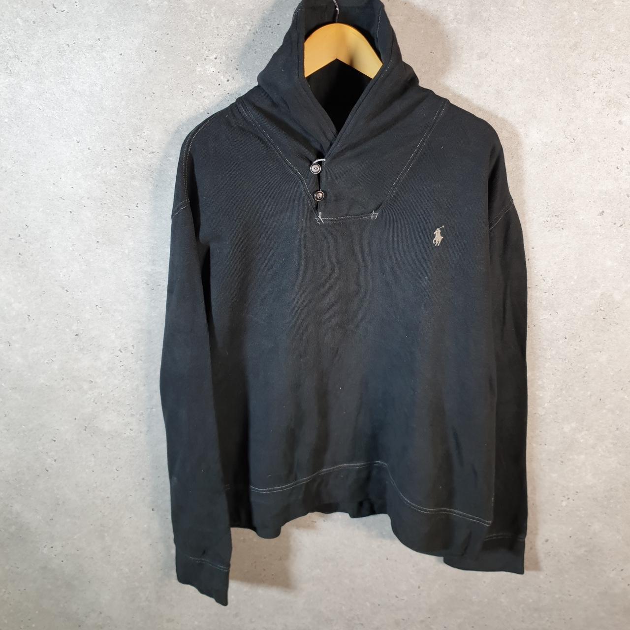 Vintage Ralph Lauren Polo 1/4 Button Sweatshirt Men’s  2XL Black Cotton Pullover Pony