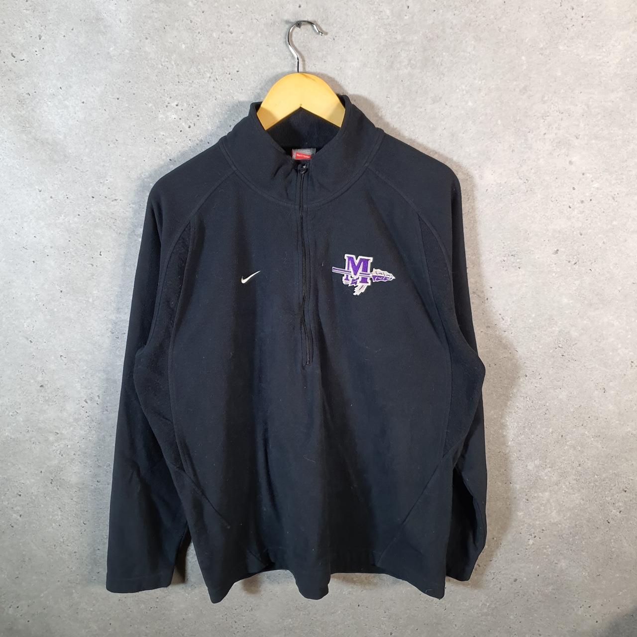 Vintage Nike Team Fleece 1/4 Zip Sweatshirt Men’s Large Black Swoosh Y2K Pullover Logo
