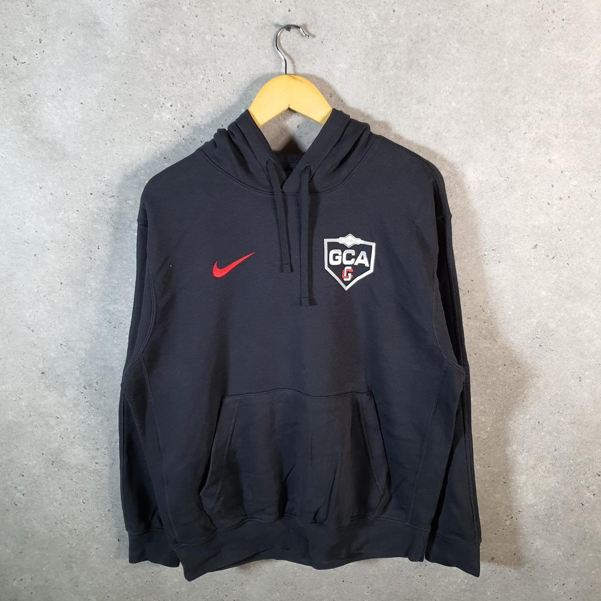 Vintage Nike Baseball GCA Hoodie Mens Medium Black Swoosh Y2K Pullover Logo