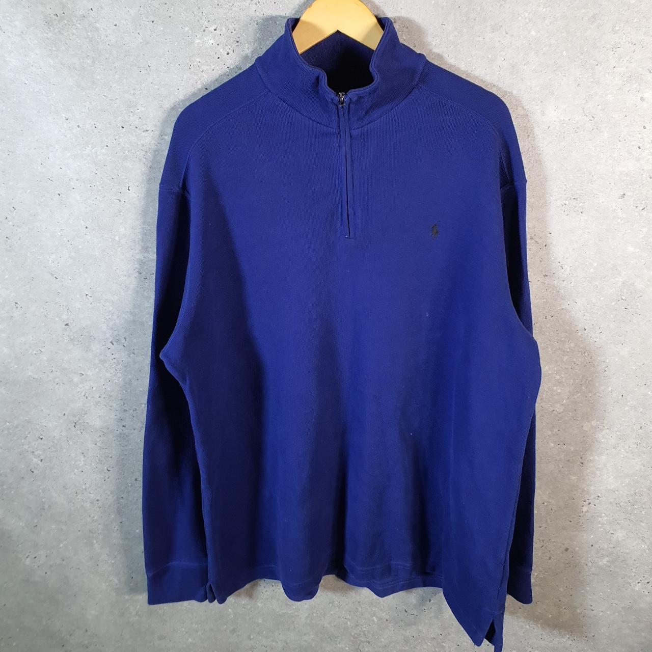 Vintage Ralph Lauren Polo 1/4 Zip Sweatshirt Men’s XL Blue Cotton Pullover Pony