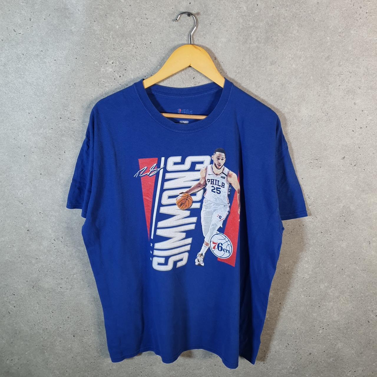 Vintage NBA Philadelphia 76ers Simmons T Shirt Men’s XL Blue Logo Athletic