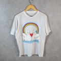 Vintage Rainbow Duck Heart Graphic USA 90s Single Stitch T Shirt Men’s Small White C8920