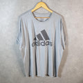 Vintage Adidas Go Tee T Shirt Shirt Men’s 2XL Grey Three Stripes Logo Athletic