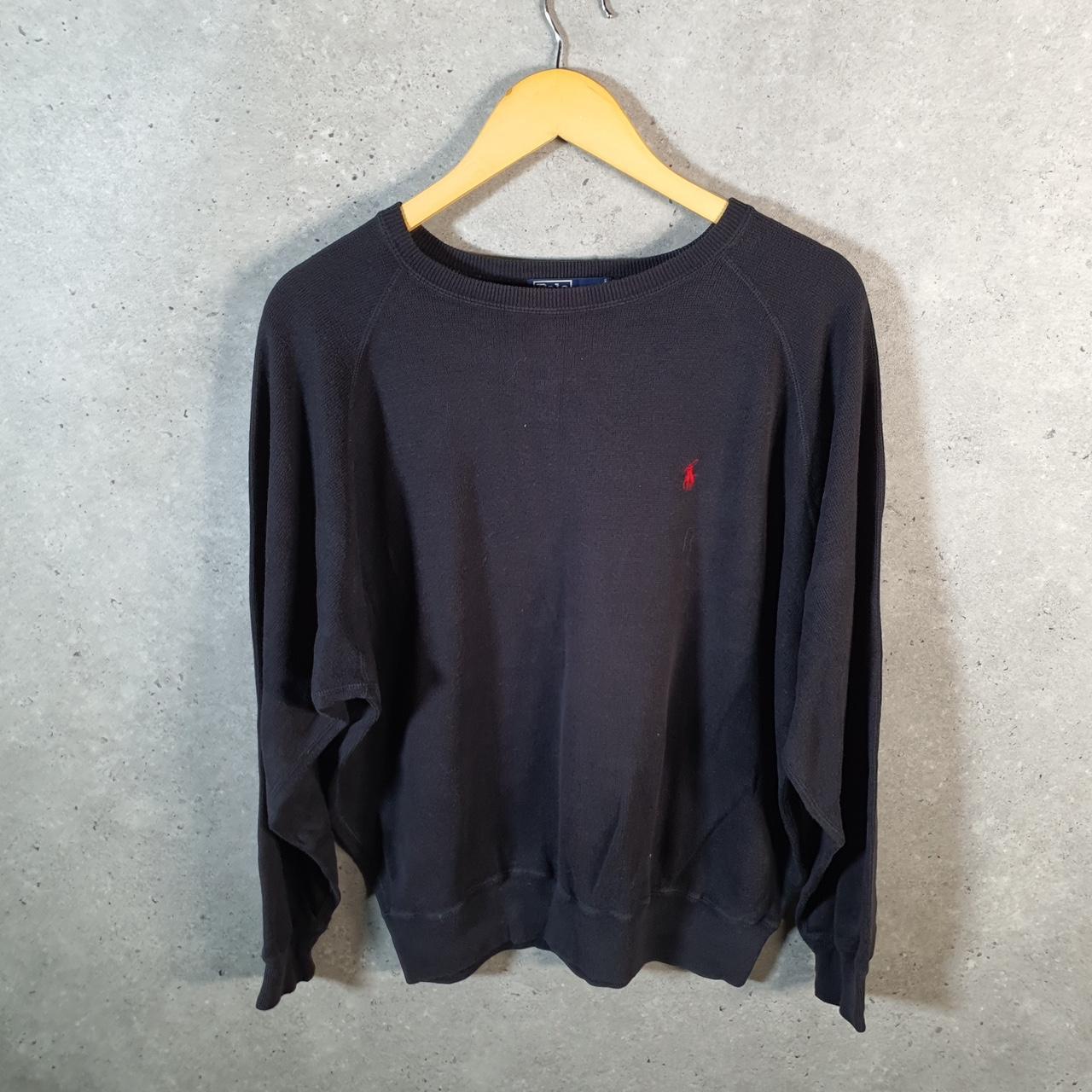 Vintage Ralph Lauren Polo Sweatshirt Men’s Medium Black Cotton Pullover Pony