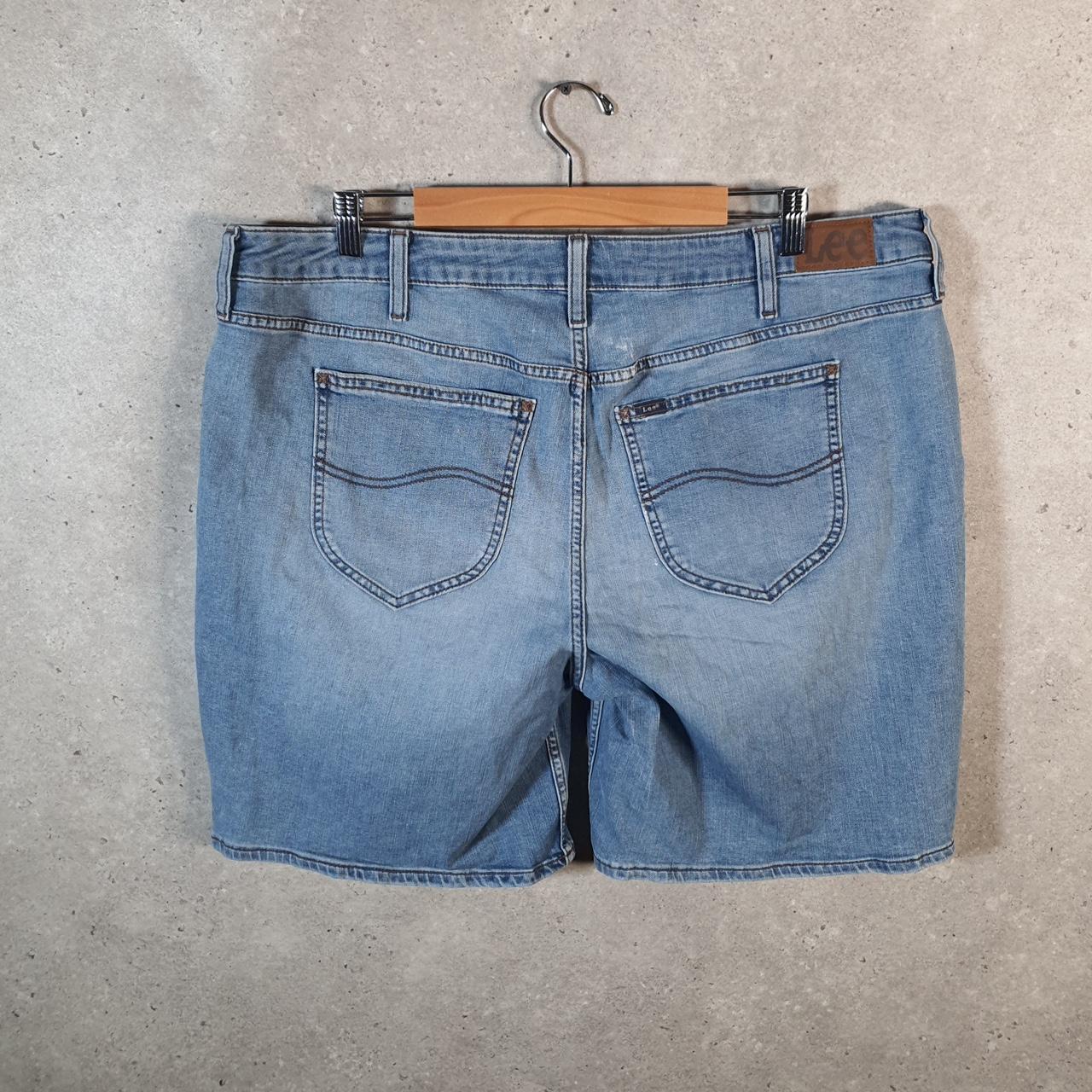 Vintage Lee Baggy Shorts Jorts Cargo Womens W40 Blue Denim Relaxed Cargo