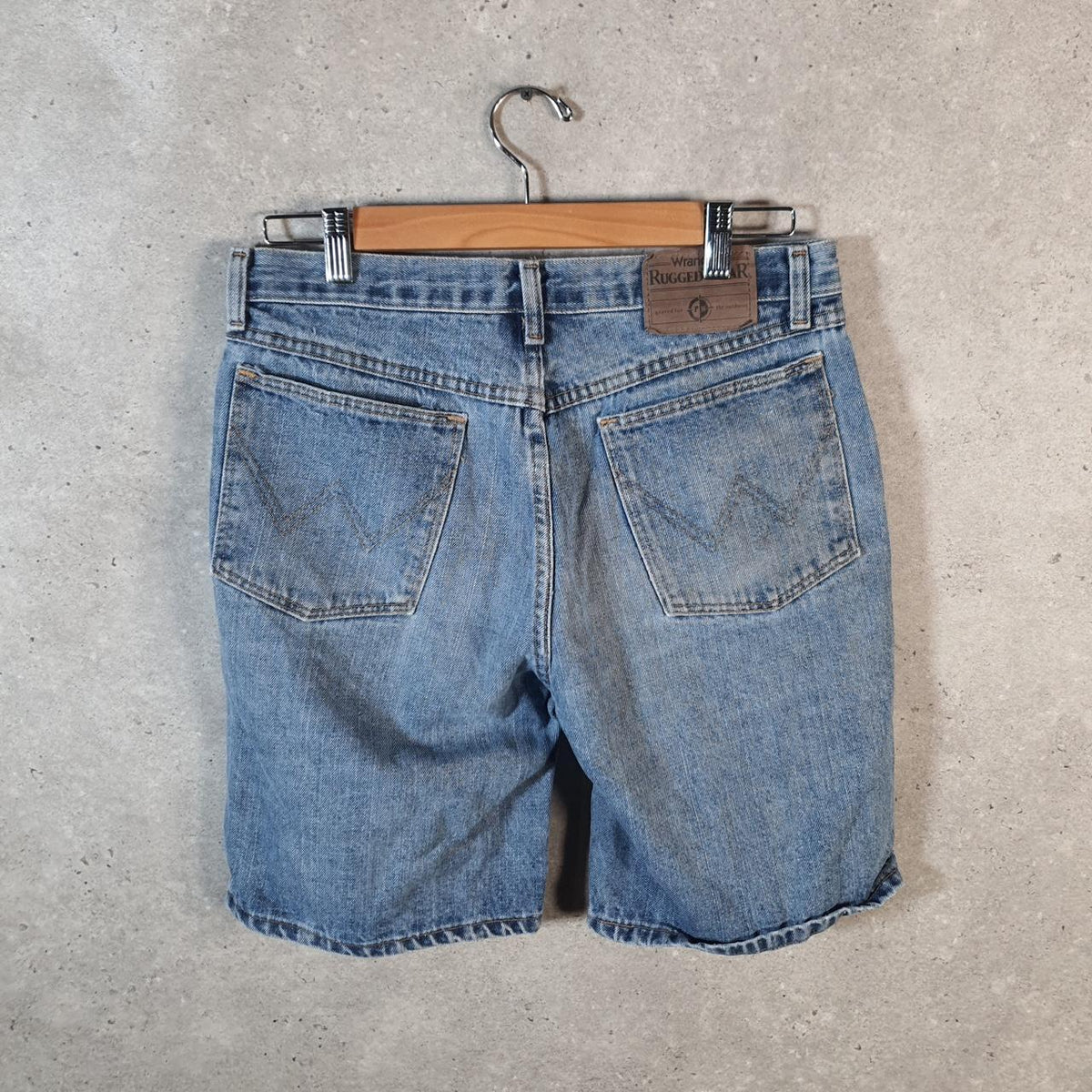 Vintage Wrangler Denim Shorts Jorts Cargo Men’s W30 Relaxed Blue Baggy Cotton