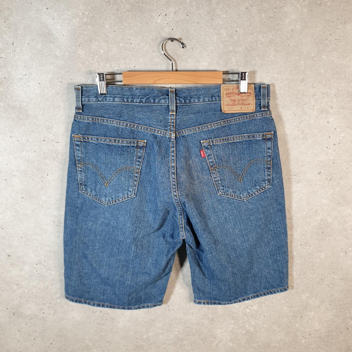 Vintage Levi’s 505 Baggy Shorts Jorts Cargo Men’s W34 Blue Relaxed Denim