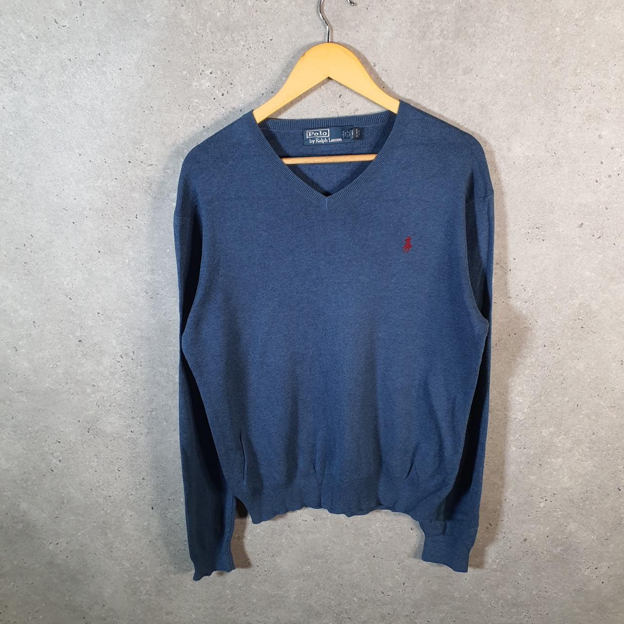 Vintage Ralph Lauren Polo Sweatshirt Men’s Medium Blue Cotton Pullover Pony
