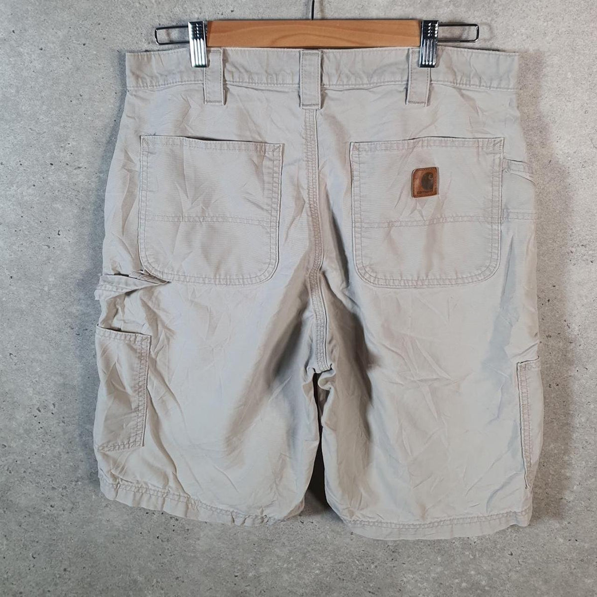 Vintage Carhartt Baggy Carpenter Shorts Jorts Cargo Men’s W34 Beige Original Fit Workwear Big Fish Vintage