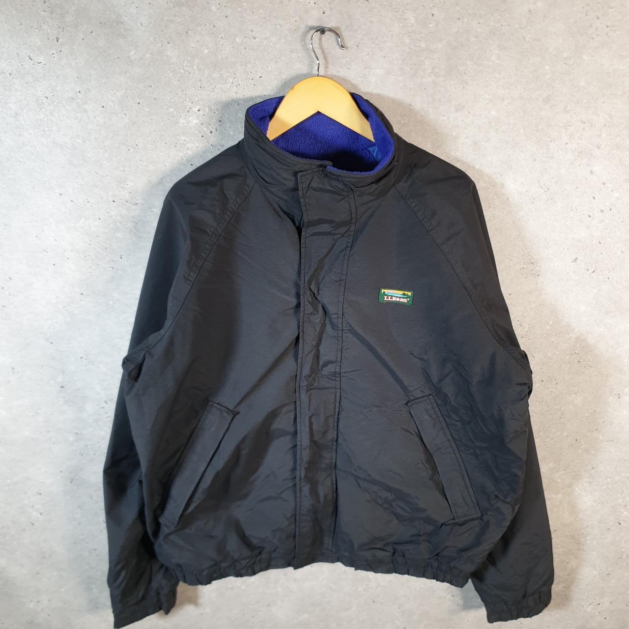 Vintage L.L. Bean Outdoors Nylon Jacket Mens XL Black Waterproof Shell Coat