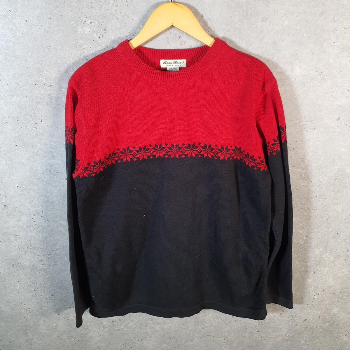 Vintage Eddie Bauer Knit Sweater Men’s Small Red Y2K Pullover