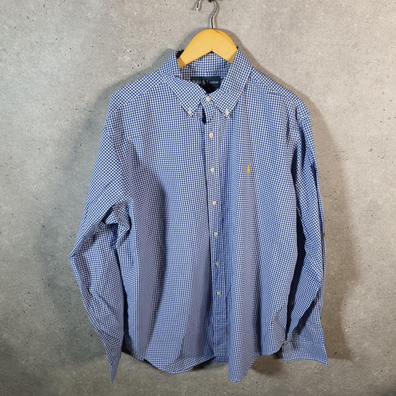 Vintage Ralph Lauren Button Down Shirt Men’s XL Blue Classic fit Checkered Cotton