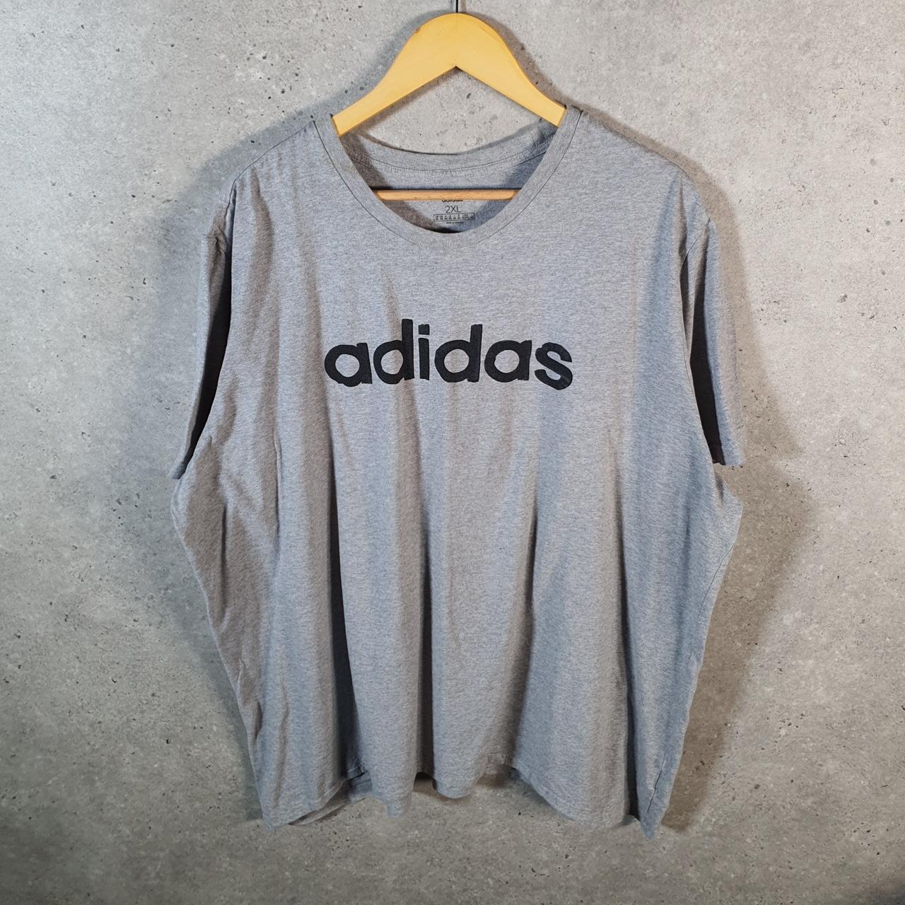 Vintage Adidas Spellout Retro T Shirt Men’s 2XL Grey Three Stripes Logo