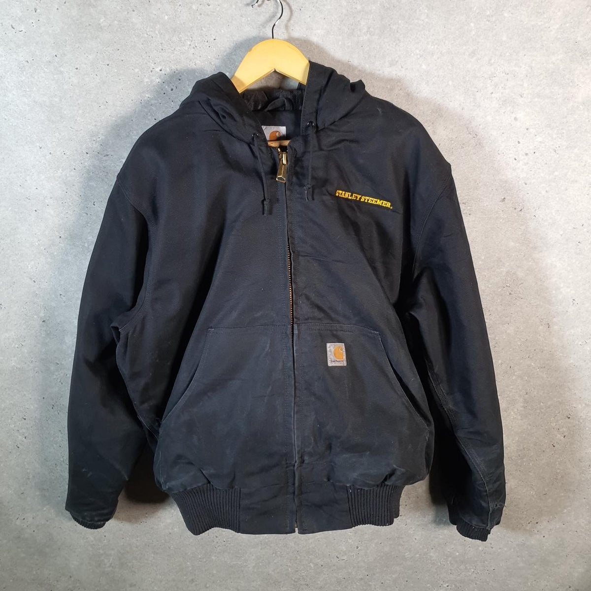 Vintage Carhartt Active Hooded Jacket Men’s Large Black Workwear Canvas USA G2123