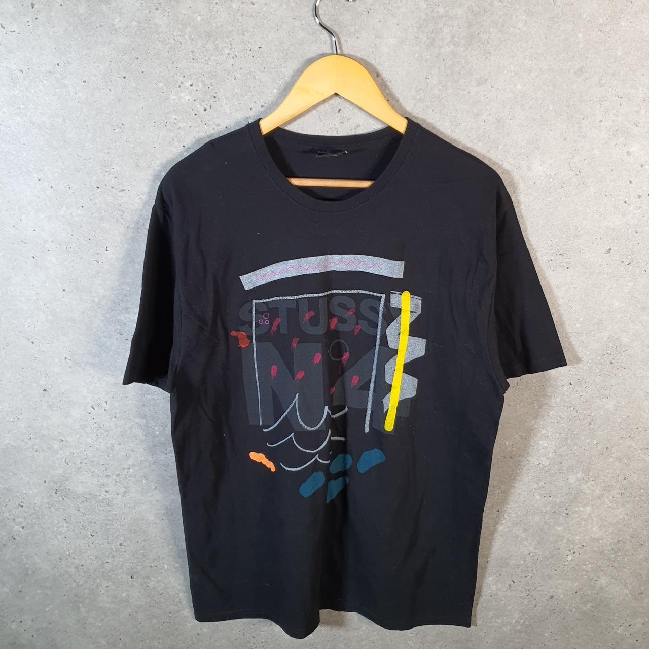Vintage Stussy N4 Spellout Printed T Shirt Men’s Large Black Graphic Short Sleeve