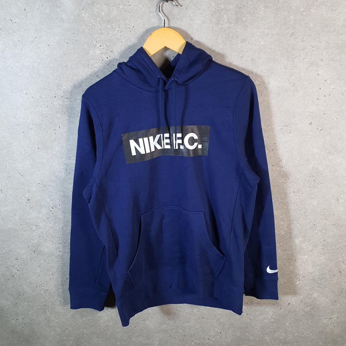 Vintage Nike FC Football Hoodie Men’s Small Blue Swoosh Y2K Pullover Sweatshirt Logo