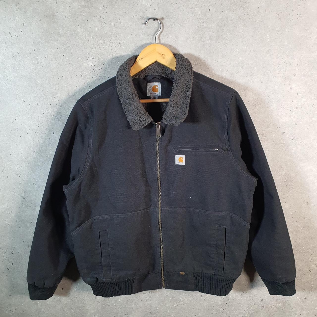 Vintage Carhartt Sherpa Lined Weather Wildwood Jacket Womens XL Black Workwear Canvas USA G2108