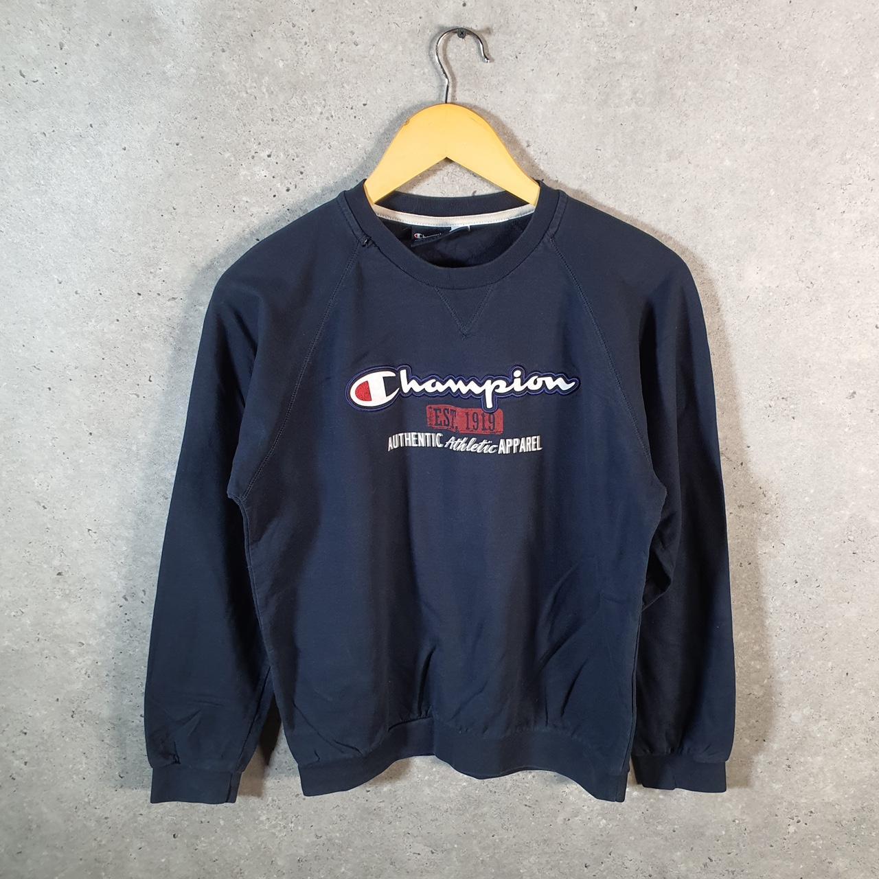 Vintage Champion Spellout Embroidered Sweatshirt Youth XL Navy Blue Pro Sport Pullover