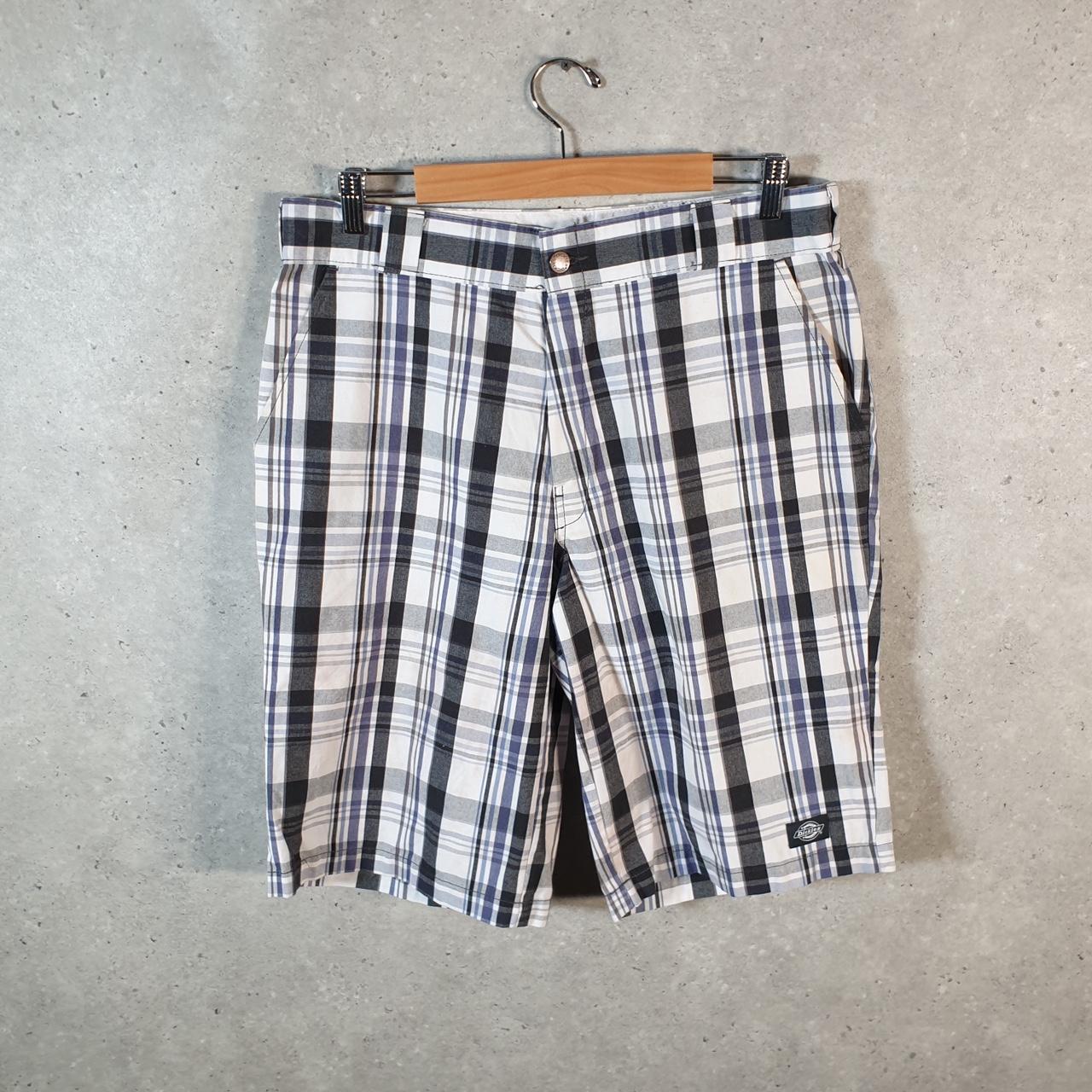 Vintage Dickies Baggy Chino Shorts Jorts Cargo Mens W34 Grey Checkered Regular Fit