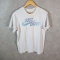 Vintage Nike Just Do It Spellout T Shirt Shirt Men’s Small White Logo Athletic C9610