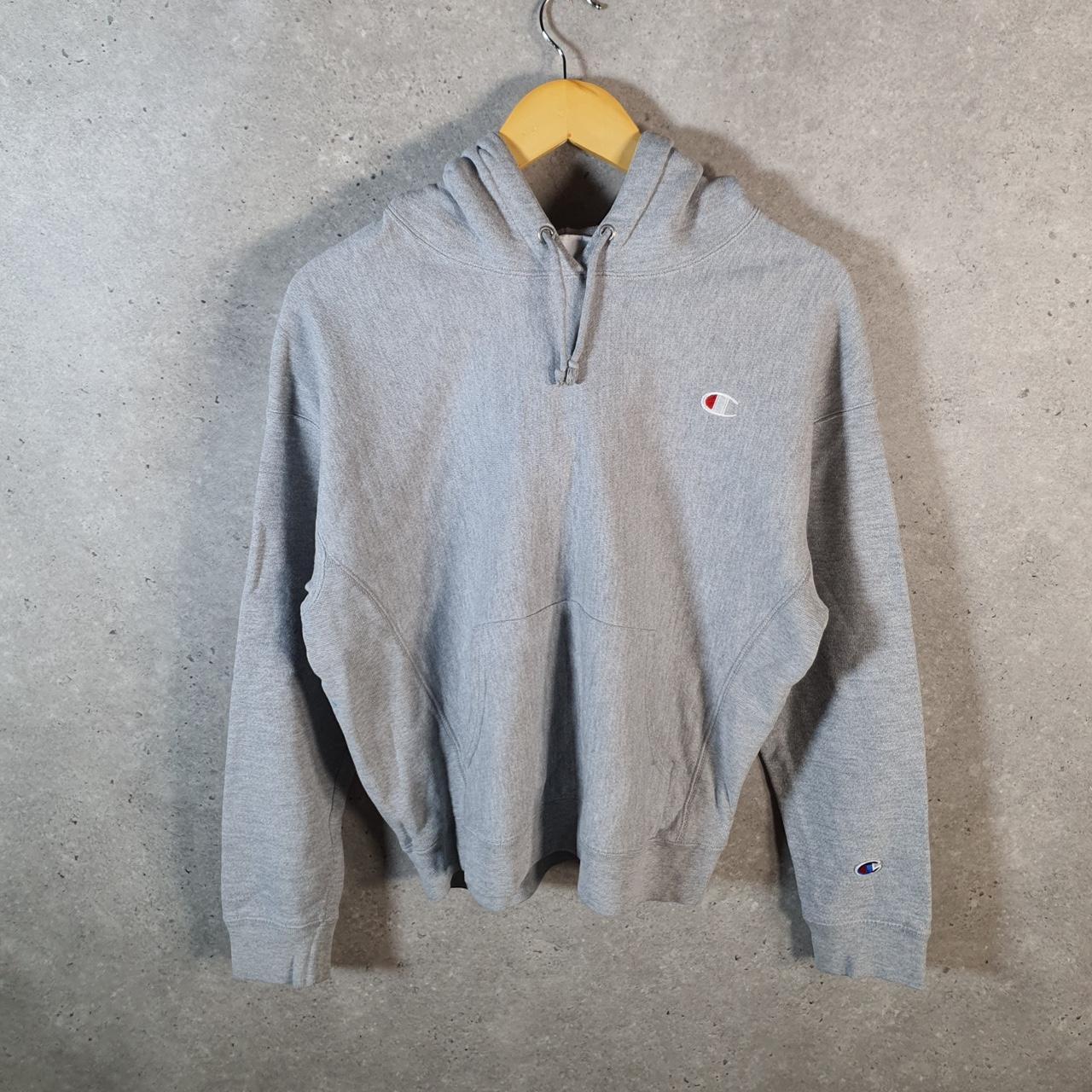 Vintage Champion Reverse Weave Spellout Hoodie Womens Large Grey Pullover Embroidered