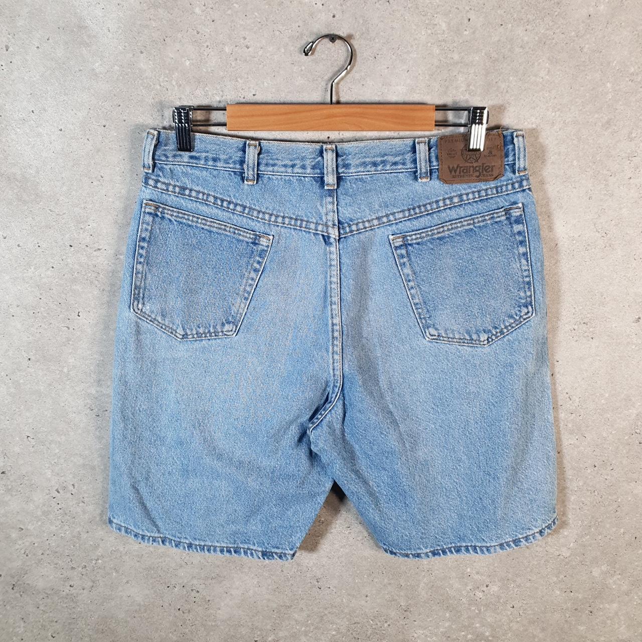 Vintage Wrangler Denim Shorts Jorts Cargo Men’s W32 Relaxed Blue Baggy Cotton