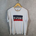 Vintage Levis Spellout T Shirt Shirt Men’s Large Regular Fit White Logo Athletic