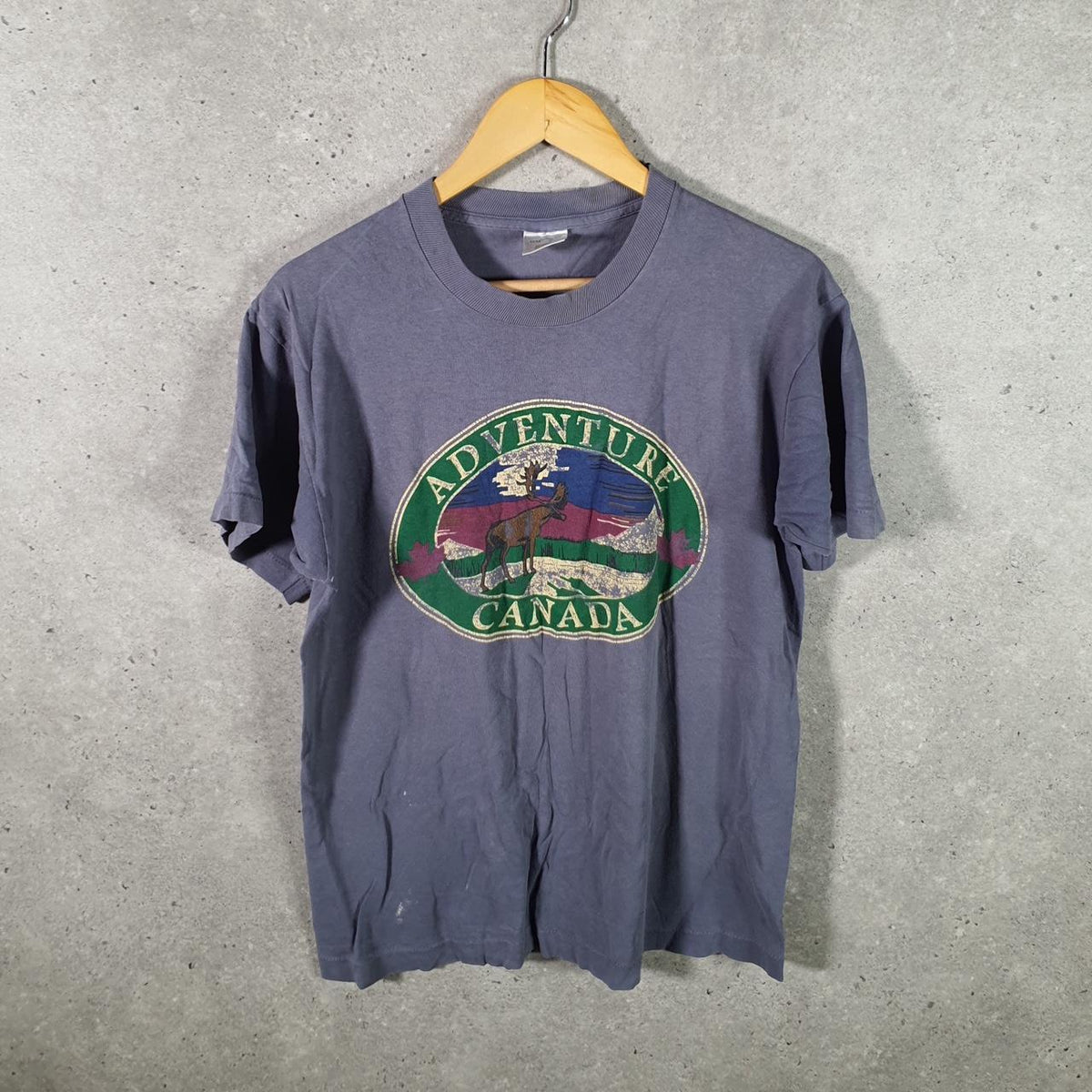 Vintage Fruit of the Loom Adventure Canada Single Stitch T Shirt Men’s Medium Grey Big Fish Vintage