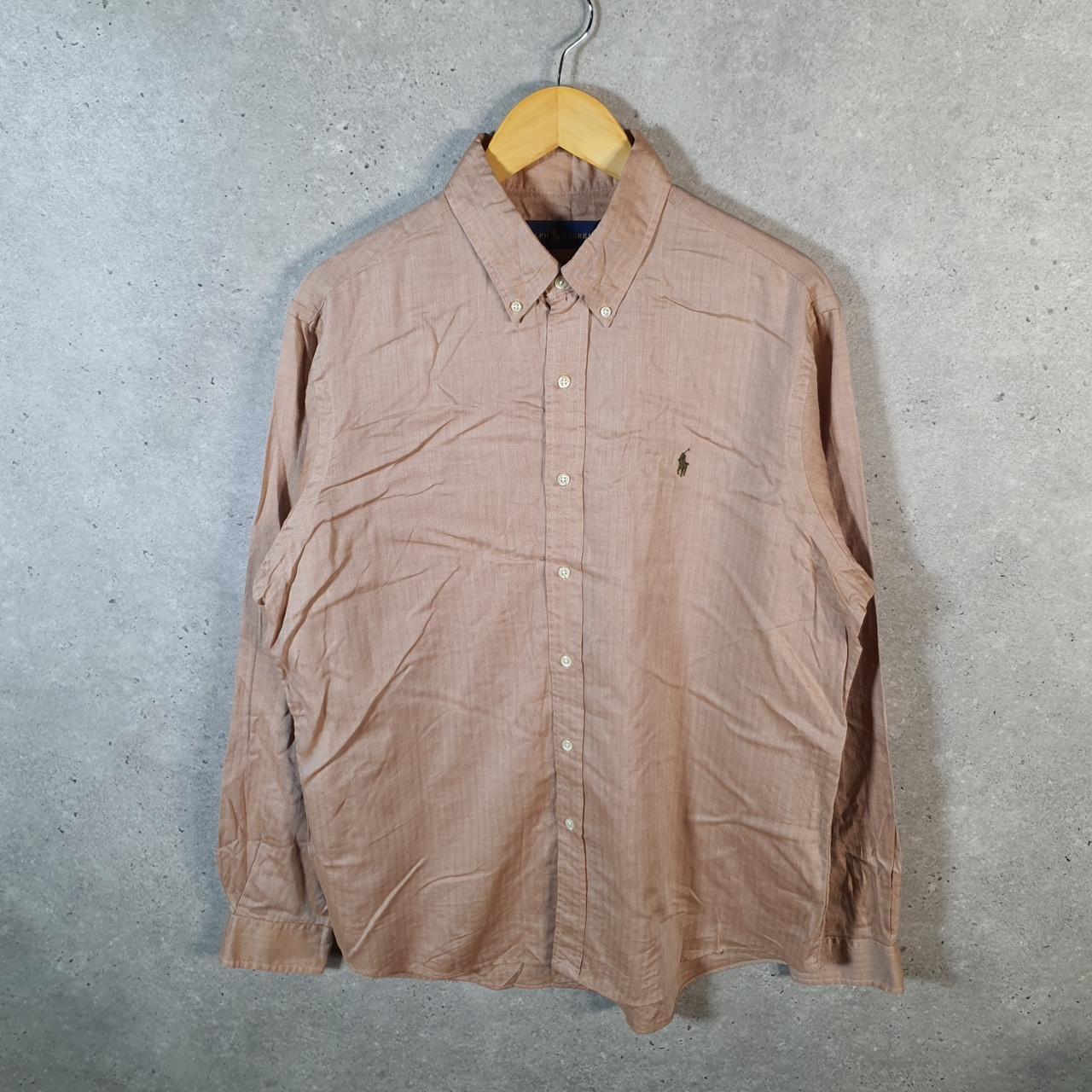Vintage Ralph Lauren Button Down Shirt Men’s Large Brown Striped Pony